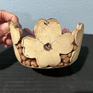 Dogwood pottery bowl glazed inside makes mark on bottom